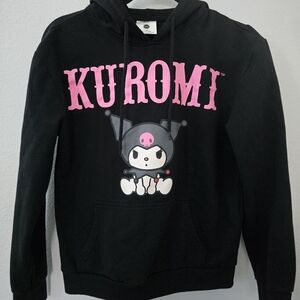 Kuromi Black Hoodie with Pink Accents